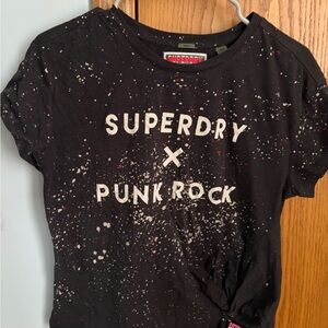 Superdry Black Punk Rock womens T-Shirt